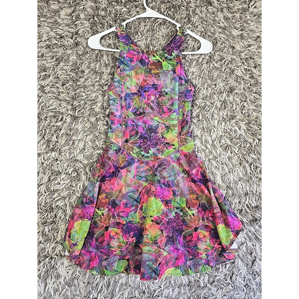 Lululemon Court Rival Dress Size 2 Floral Multi Color Tennis Golf Activewear